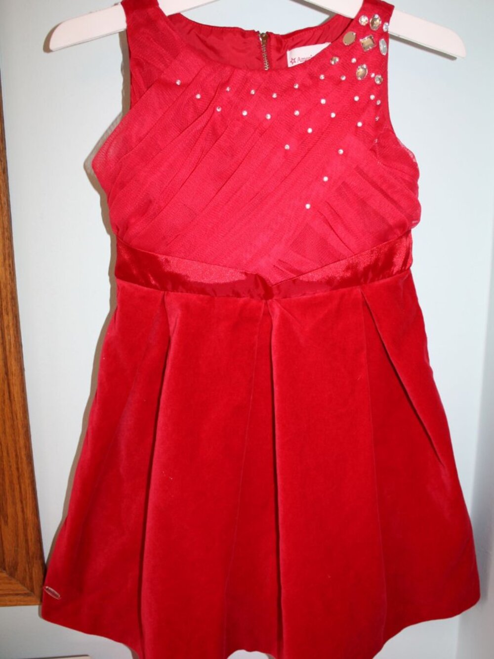 AMERICAN GIRL Size 7 TIS THE SEASON Red Velvet Sparkle Holiday Christmas Dress